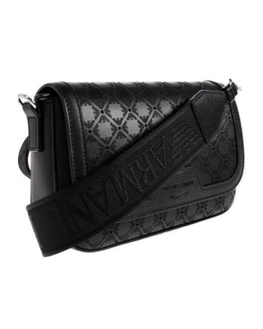 Emporio Armani Black Logo-Pattern Shoulder Bag