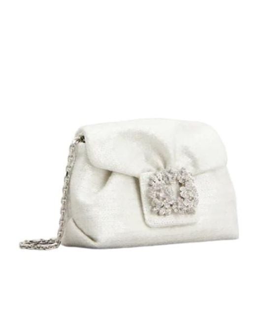 Roger Vivier White Efflorescence Sequins Micro Bag