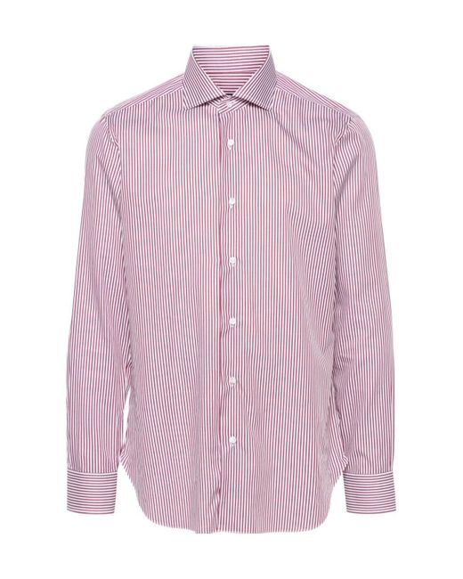 Barba Napoli Pink Striped Shirt for men