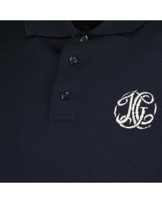 Givenchy Blue Logo-Jacquard Short-Sleeved Polo Shirt for men