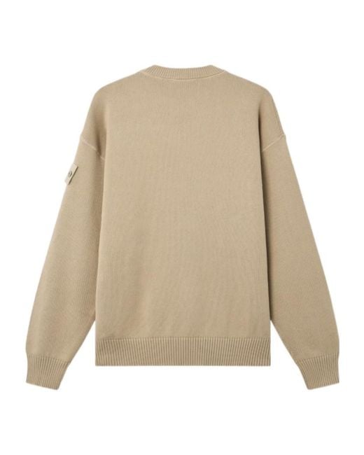 Stone Island Natural Logo-Patch Ribbed-Trim Sweater for men