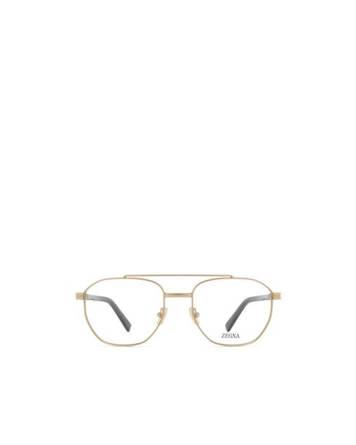 Zegna White Geometric Frame Glasses for men