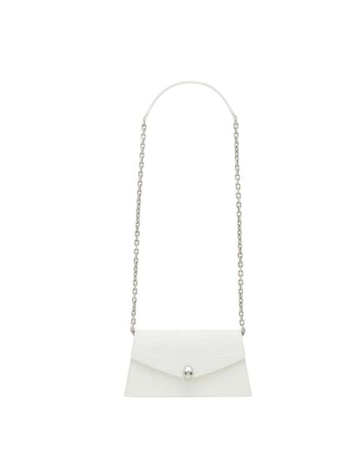 McQueen White Mini Skull Cross Body Bag