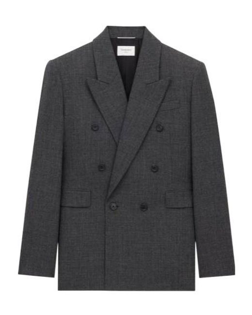 Saint Laurent Black Wool Double-Breasted Jacket for men