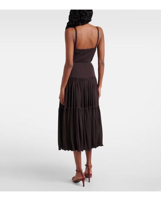 Jil Sander Black Pleated Georgette Midi Skirt