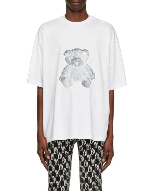 we11done White Negative Teddy Print T-Shirt for men