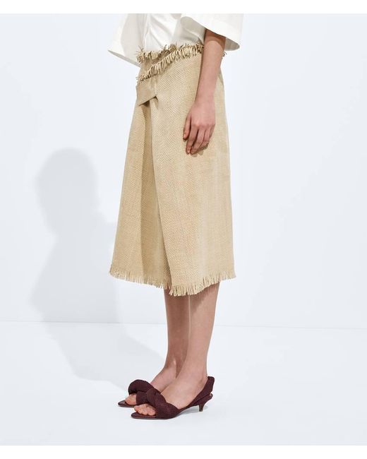 Bottega Veneta Natural Mini Intreccio Suede Leather Skirt