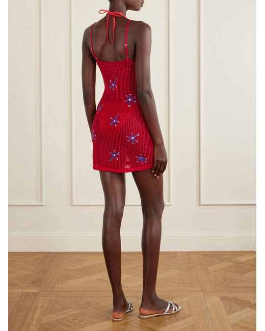 Staud Red Spaghetti Strap Mini Dress