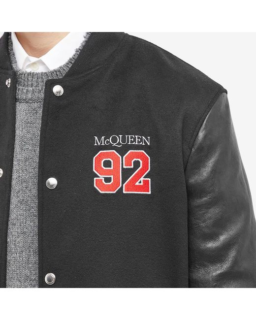 McQueen Black Logo Embroidered Buttoned Jacket for men