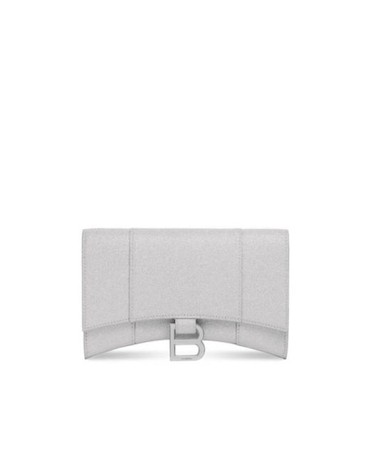 Balenciaga White Portafoglio Hourglass Xs Con Catena