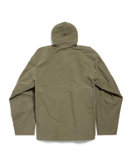 Balenciaga Green Zip-Up Hooded Jacket for men