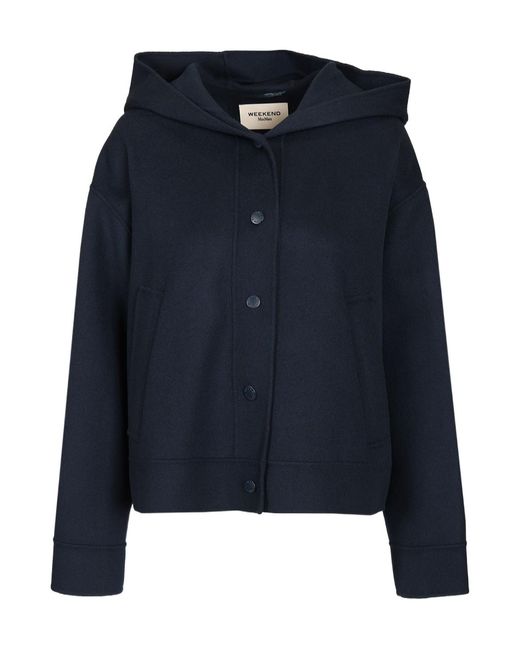Weekend by Maxmara Blue Relaxed Fit Hooded Coat