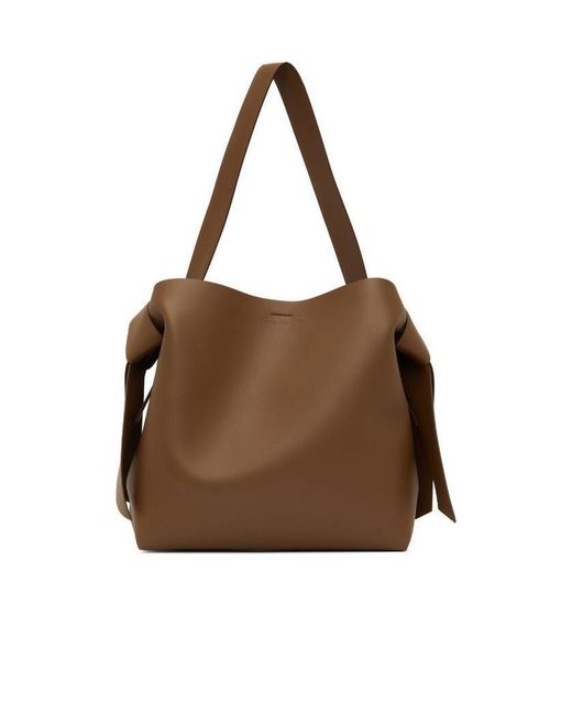 Acne Brown Logo Detailed Midi Shoulder Bag