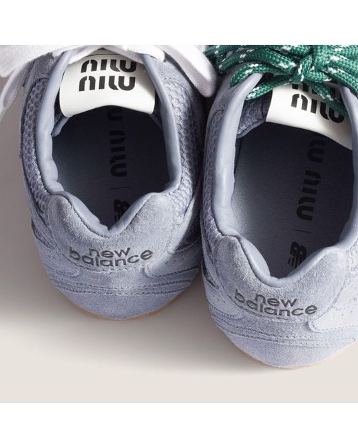 Miu Miu Blue New Balance X 530 Sl Suede And Mesh Sneakers