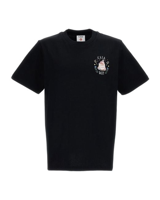 Casablanca Black Classic Graphic-Print T-Shirt for men