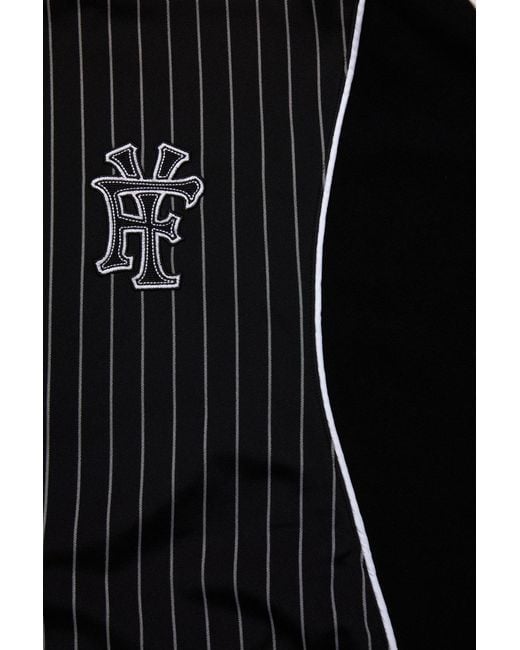 PDF CHANNEL Black Pdf Striped Bomber Jacket for men