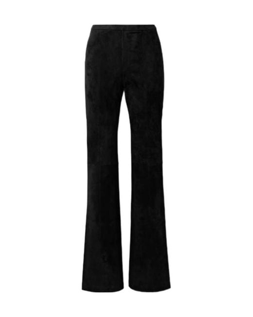 Stouls Black Suede Straight-Leg Pants