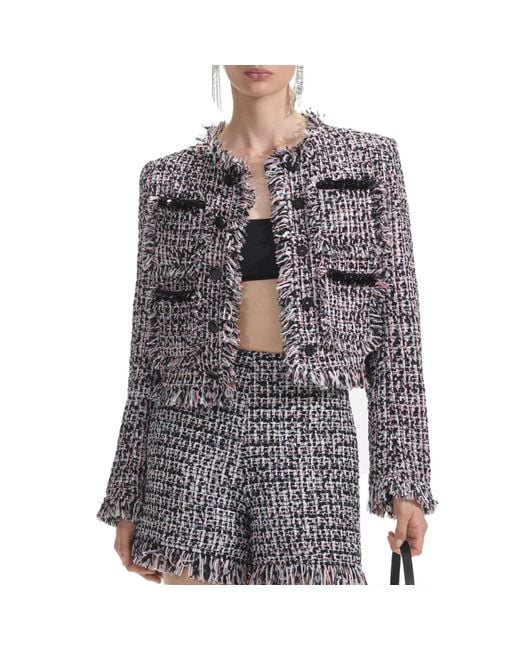 Self-Portrait Gray Fringed Coat