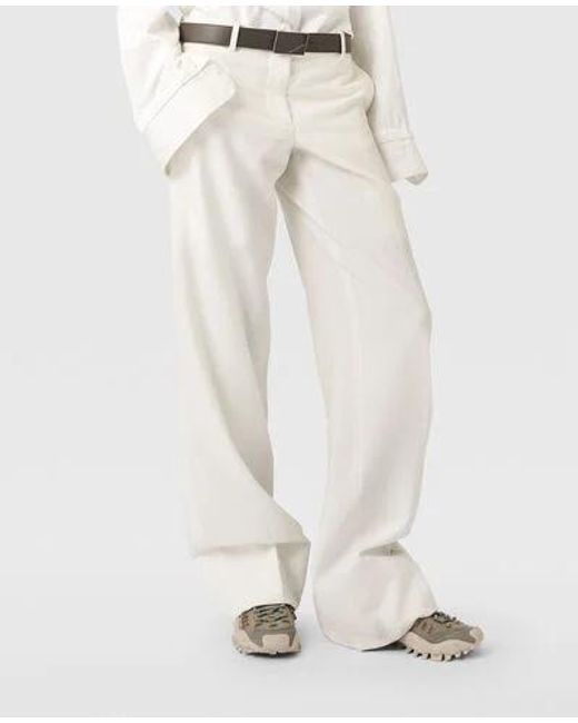 Stella McCartney White Pleated Straight-Leg Pants