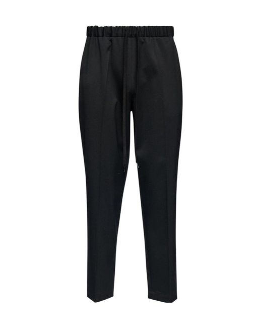 MM6 by Maison Margiela Black Drawstring Tapered Leg Trousers