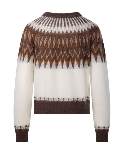 Roberto Collina Gray Fair Isle Crew Neck Knitted Sweater