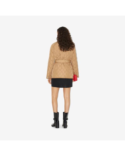 Burberry Natural Belted Waist Quilted Jacket