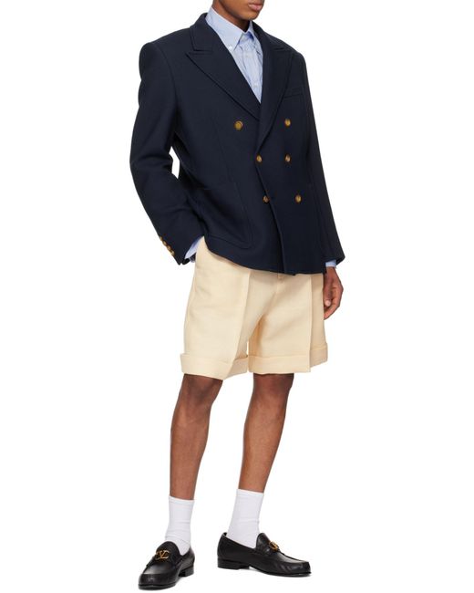 Valentino Natural Pleat Detailed Textured Shorts for men