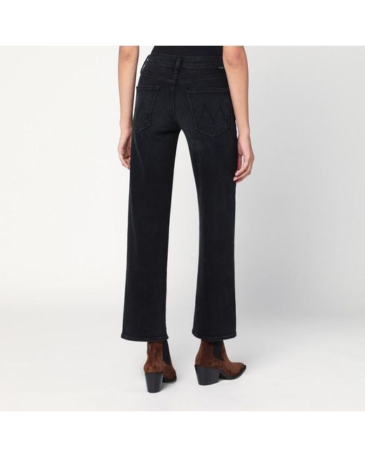 Mother Black Mid-Rise Rambler Zip Flood Jeans