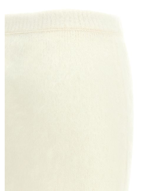 Alessandra Rich White Button-Up Knitted Skirt