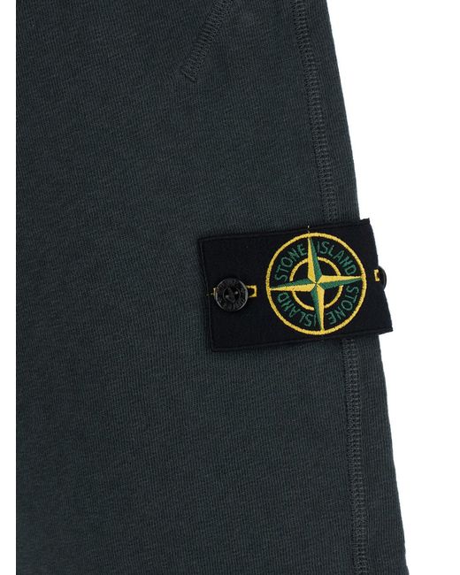 Stone Island Gray Logo-Patch Drawstring Shorts for men
