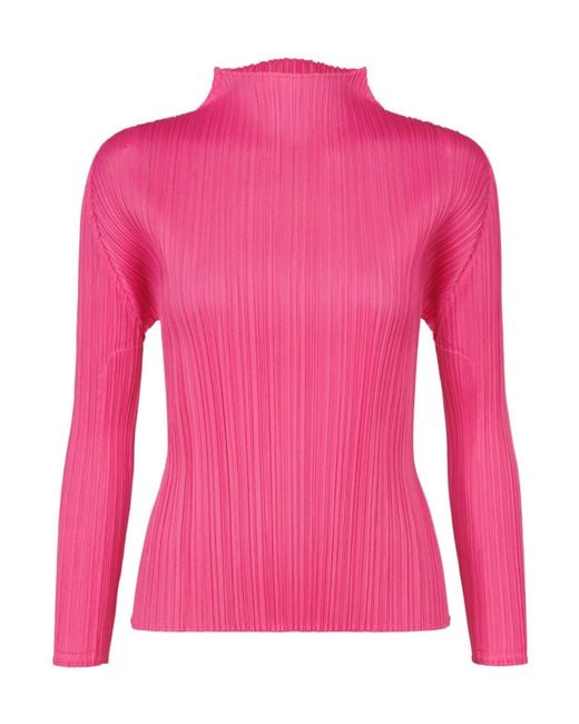 Pleats Please Issey Miyake Pink Pleats Please Issey Miyake Pleated Long Sleeve Top