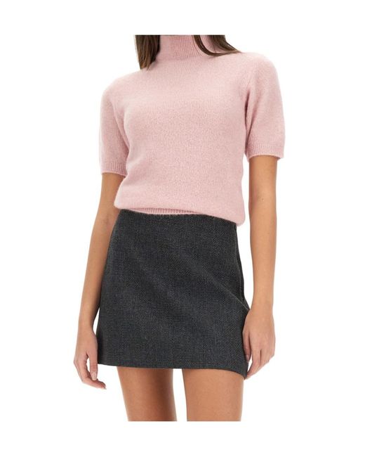 A.P.C. Purple High-Neck Short-Sleeved Jumper