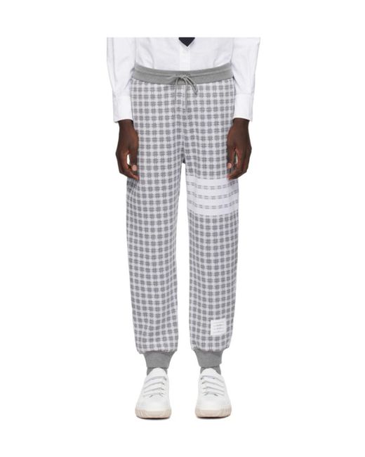 Thom Browne Black Check Jacquard 4-Bar Sweatpants for men