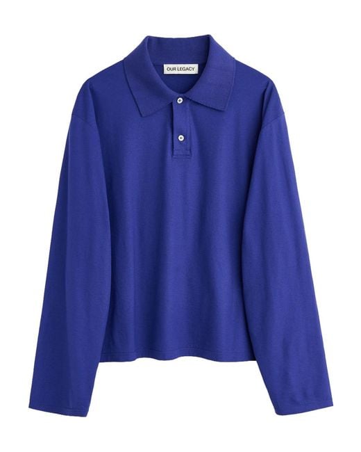 Our Legacy Blue Long Sleeve Polo Shirt for men