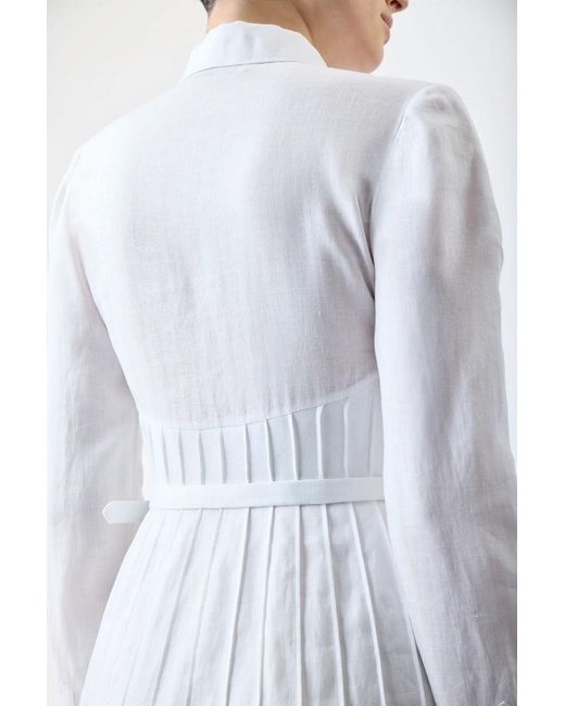 Gabriela Hearst White Dewi Linen Midi Shirt Dress