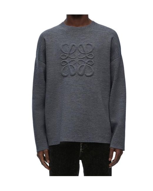 Loewe Gray Logo Detailed Crewneck Jumper for men