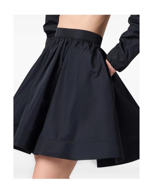 MSGM Blue Pleated A-Line Mini Skirt