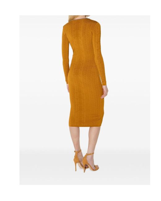 Elisabetta Franchi Multicolor Snake-Print Knit Dress