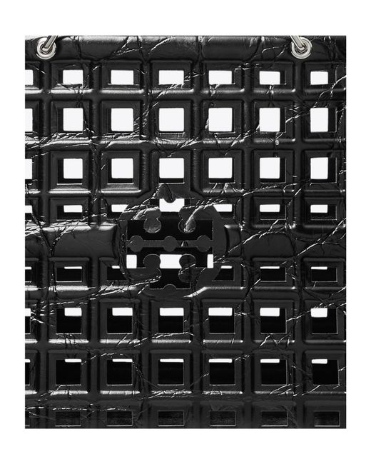 Tory Burch Black Ella Croc-Embossed Market Tote Bag