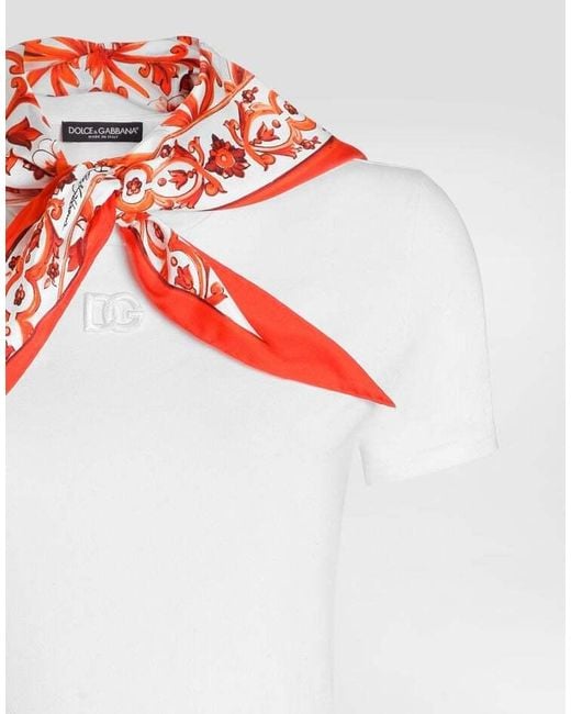 Dolce & Gabbana White Detachable Scarf Fitted Top