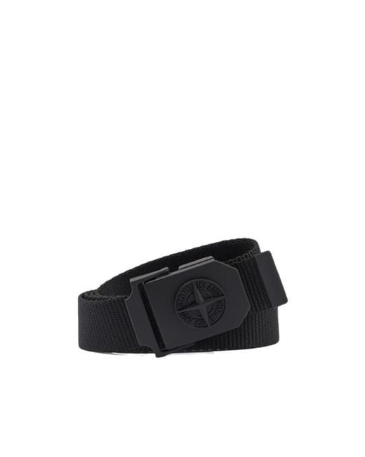 Stone Island Black Logo Buckle Belt for men