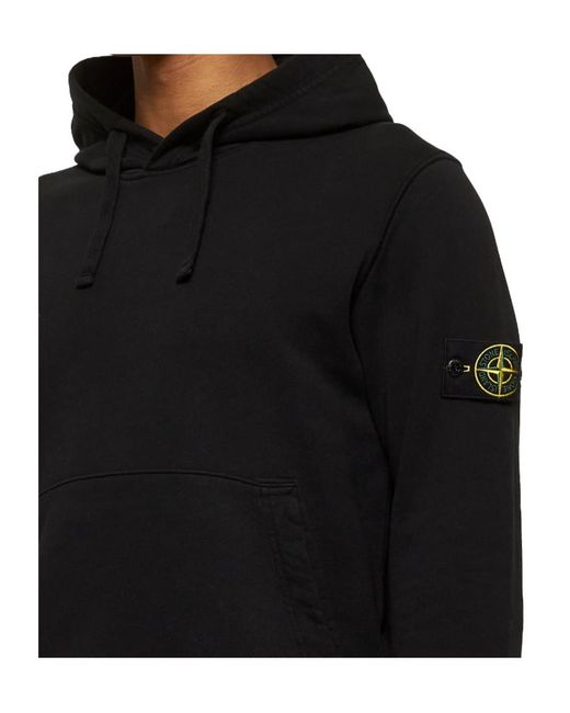 Stone Island Black Hoodie With Compass Application for men