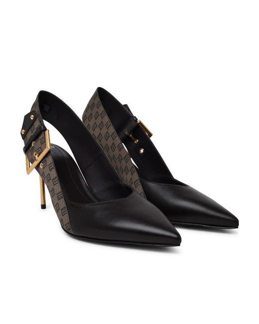 Balmain Black Ruby 75Mm Monogram-Jacquard Slingback Pumps