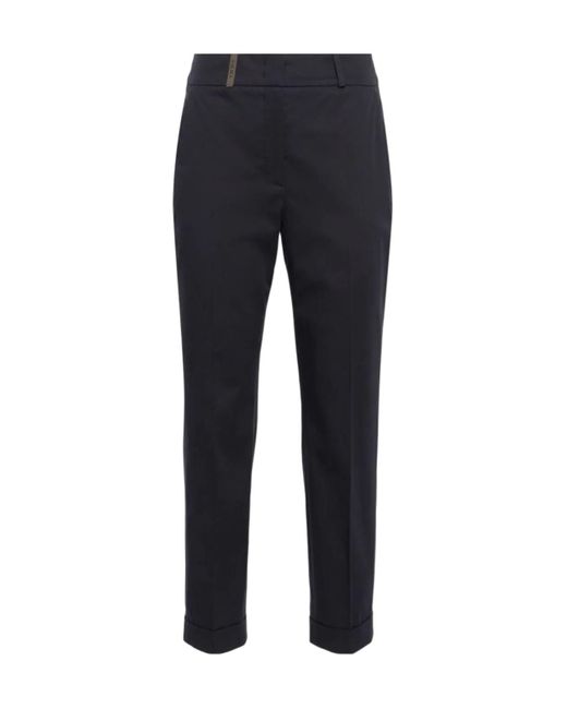 Peserico Blue Cropped Pleated Trousers