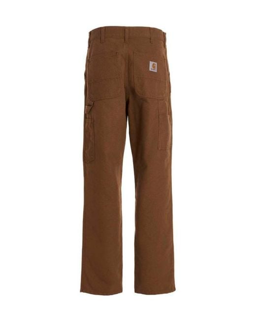 Carhartt Brown Logo-Patch Trousers for men
