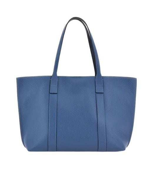 Hogan Blue Hanging Accent Script Top Handle Bag