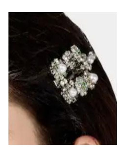 Roger Vivier White Flower Strass Hair Clip