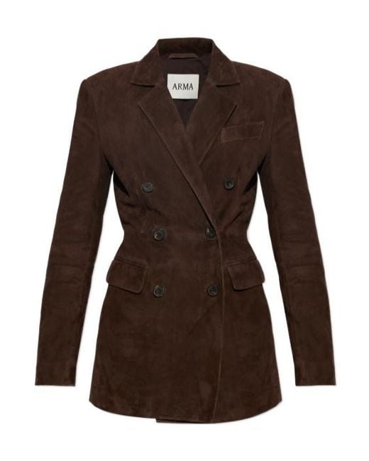 Arma Brown Long-Sleeve Leather Jacket
