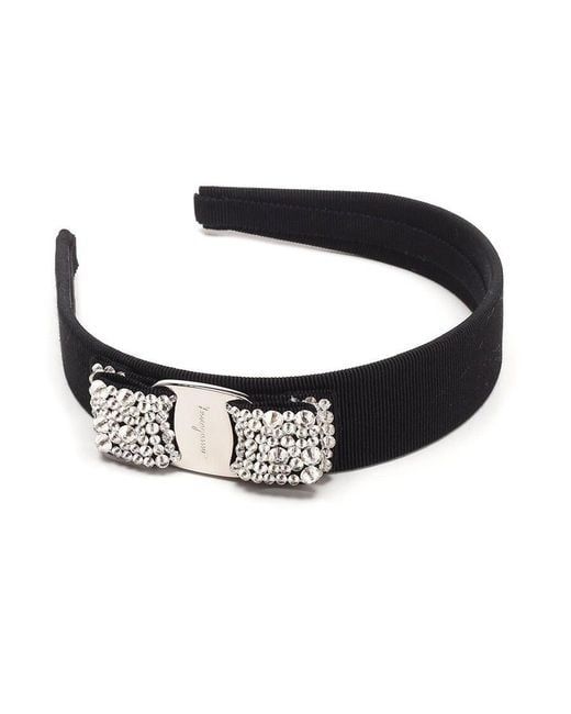Ferragamo Black Ferragamo Embellished Vara Bow Headband