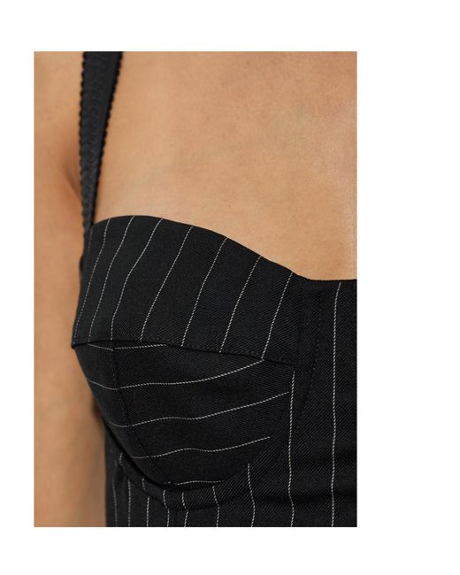 Dolce & Gabbana Black Pinstriped Wool Dress